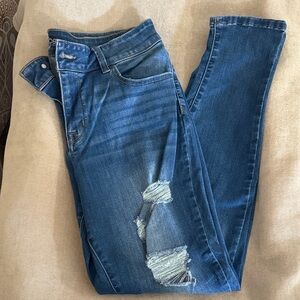 Women's Distressed Blue Jeans